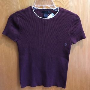 NWT The Limited maroon short-sleeve sweater S